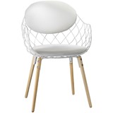 Magis Piña cadeira branca com pernas em madeira