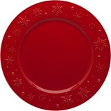 Snowflakes set of 2 charger plates red