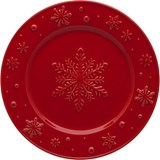Bordallo Pinheiro Snowflakes set of 4 fruit plates red