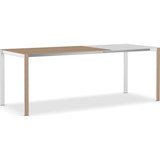 thin-k mesa extensível branca e madeira