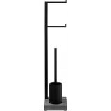 Toilet paper holder and brush black MENOTO