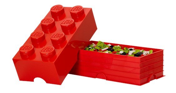 lego storage brick 8 red